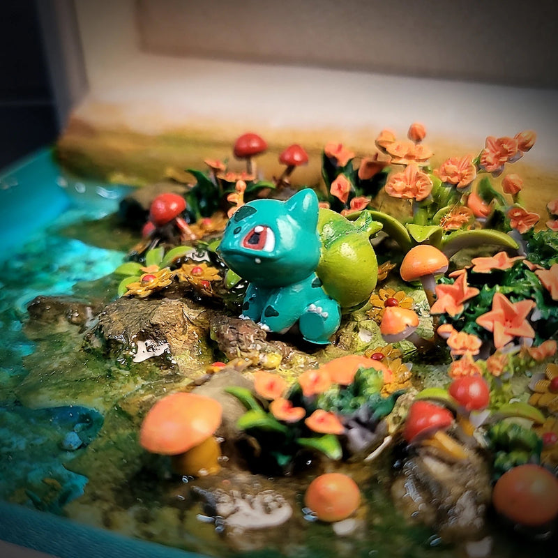 Pokemon Bulbasaur Fushigidane Island Diorama Treasure Mistery Box Gift Epoxy Resin, Night Light