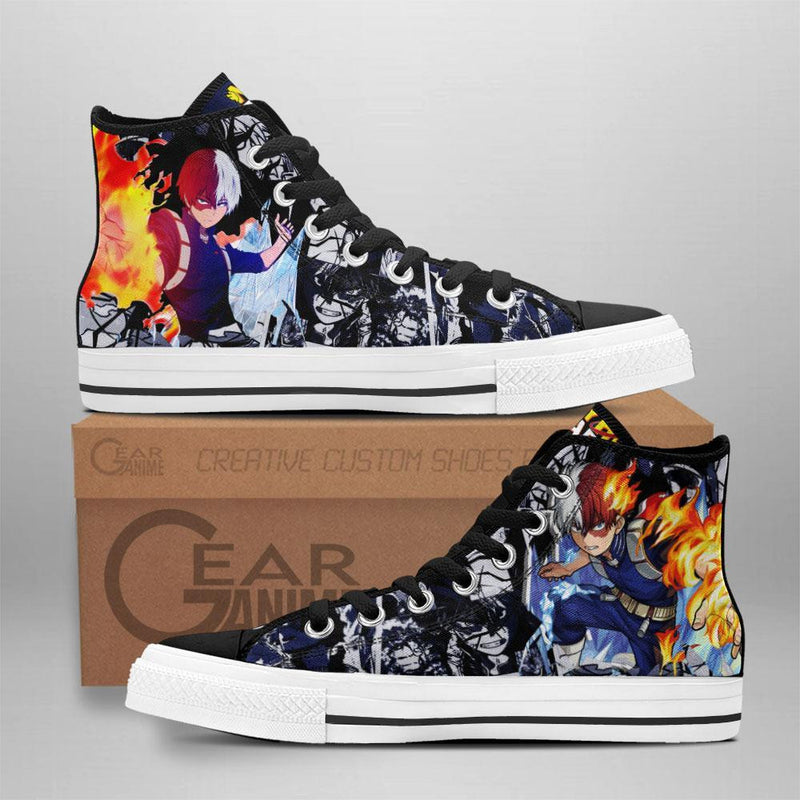 Shoto Todoroki High Top Shoes Custom Anime MHA