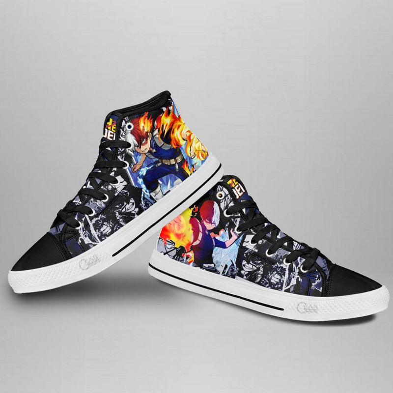 Shoto Todoroki High Top Shoes Custom Anime MHA