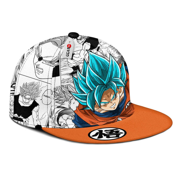 Goku Blue Snapback Hat Custom Dragon Ball Anime Hat Mix Manga