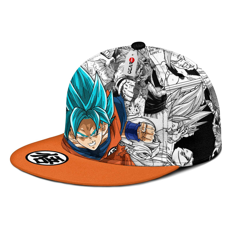 Goku Blue Snapback Hat Custom Dragon Ball Anime Hat Mix Manga