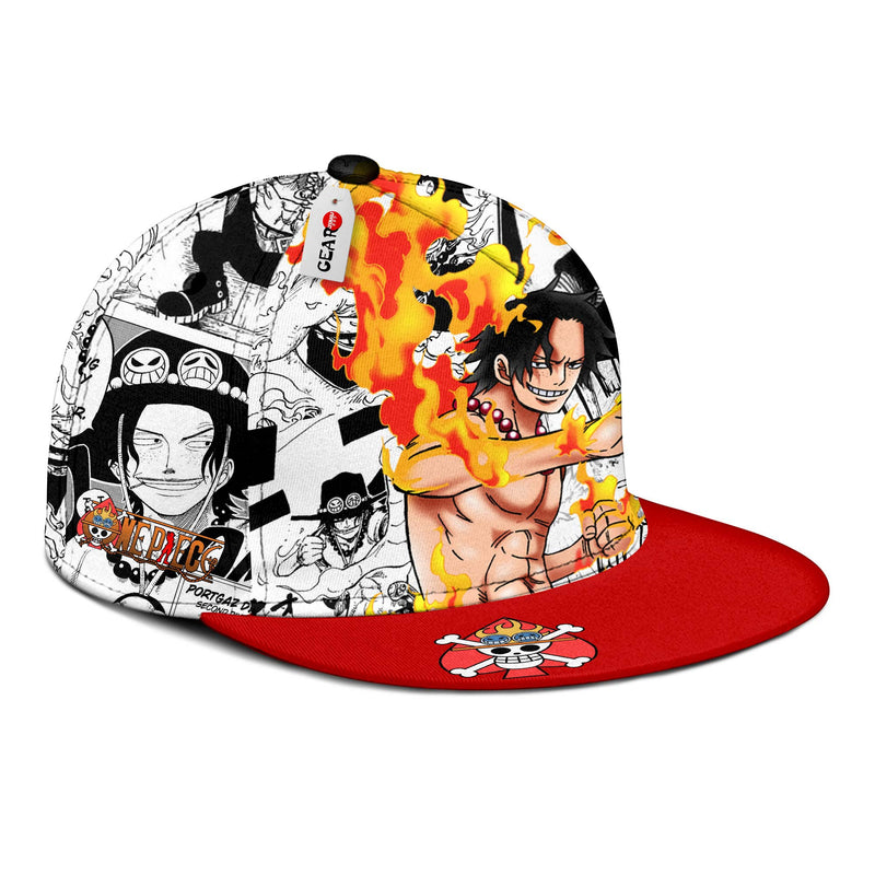 Portgas D Ace Snapback Hat Custom One Piece Anime Hat Mix Manga