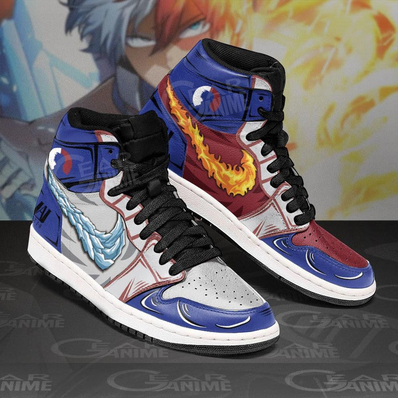 Shoto Todoroki J1 Sneakers Anime Ice and Fire