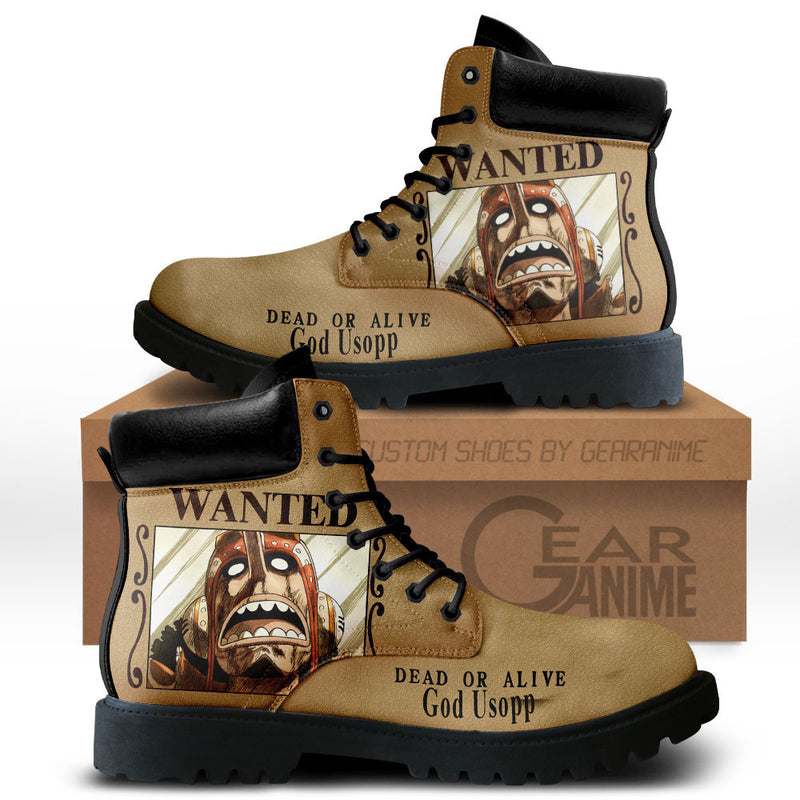 Usopp Wanted Boots Shoes Anime Custom