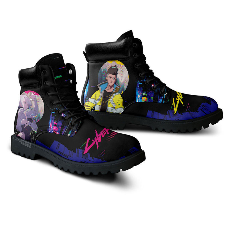 Cyberpunk Lucy and David Boots Shoes Anime Custom