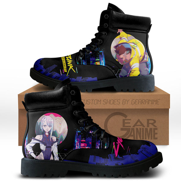 Cyberpunk Lucy and David Boots Shoes Anime Custom