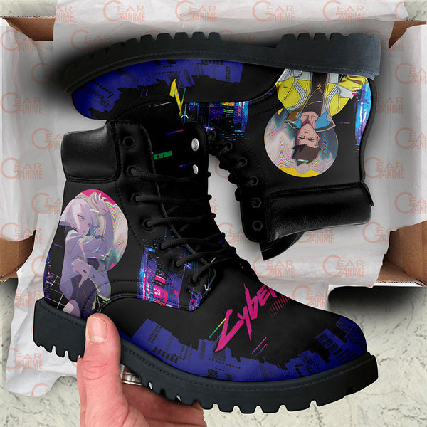 Cyberpunk Lucy and David Boots Shoes Anime Custom