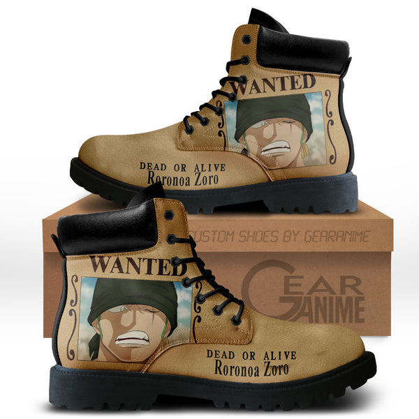 Roronoa Zoro Wanted Boots Shoes Anime Custom