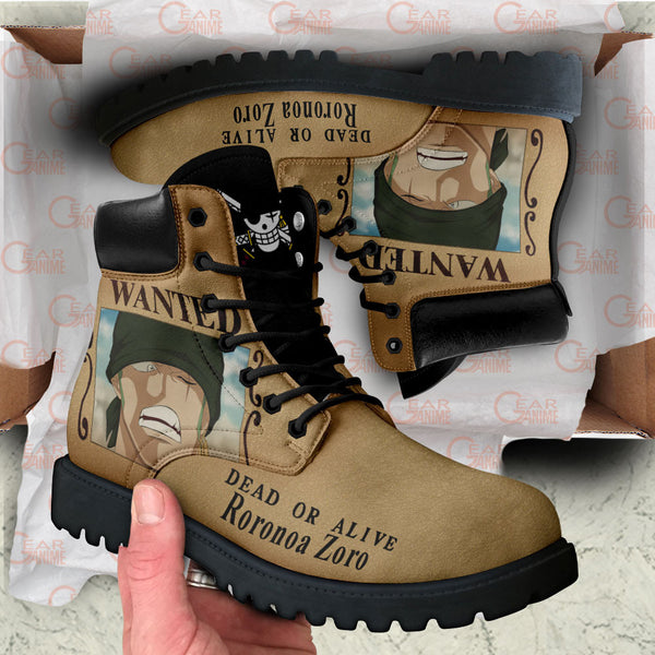 Roronoa Zoro Wanted Boots Shoes Anime Custom