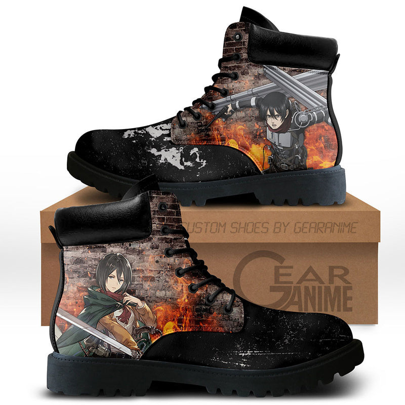 Shingeki Mikasa Ackerman Boots Shoes Anime Custom