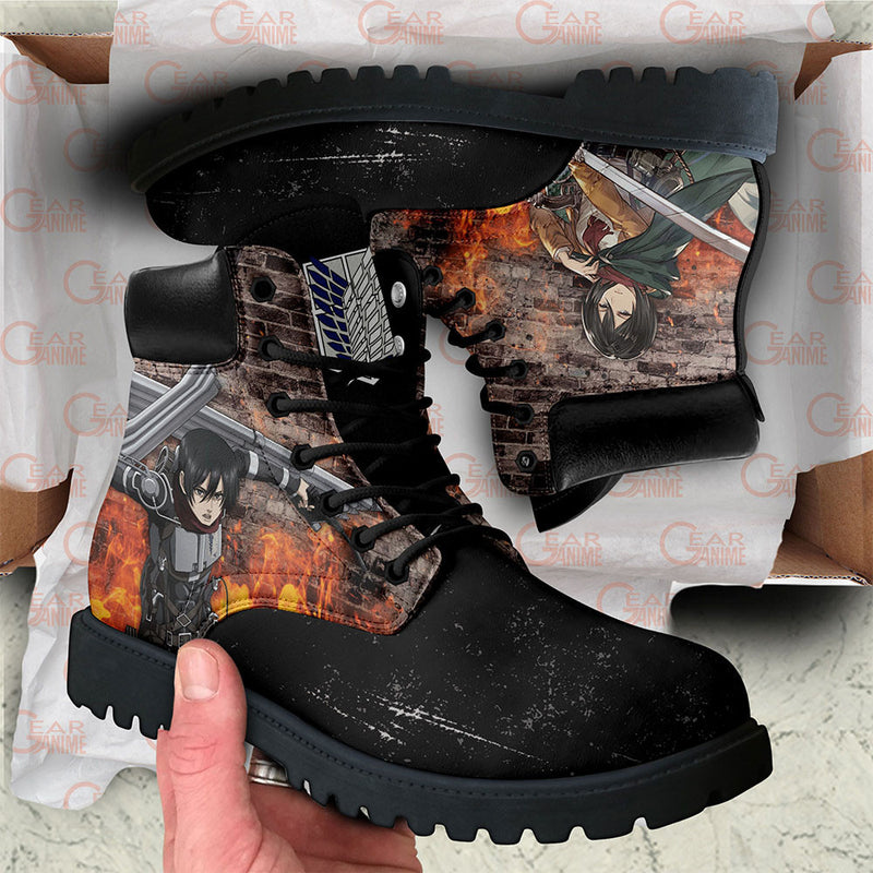 Shingeki Mikasa Ackerman Boots Shoes Anime Custom