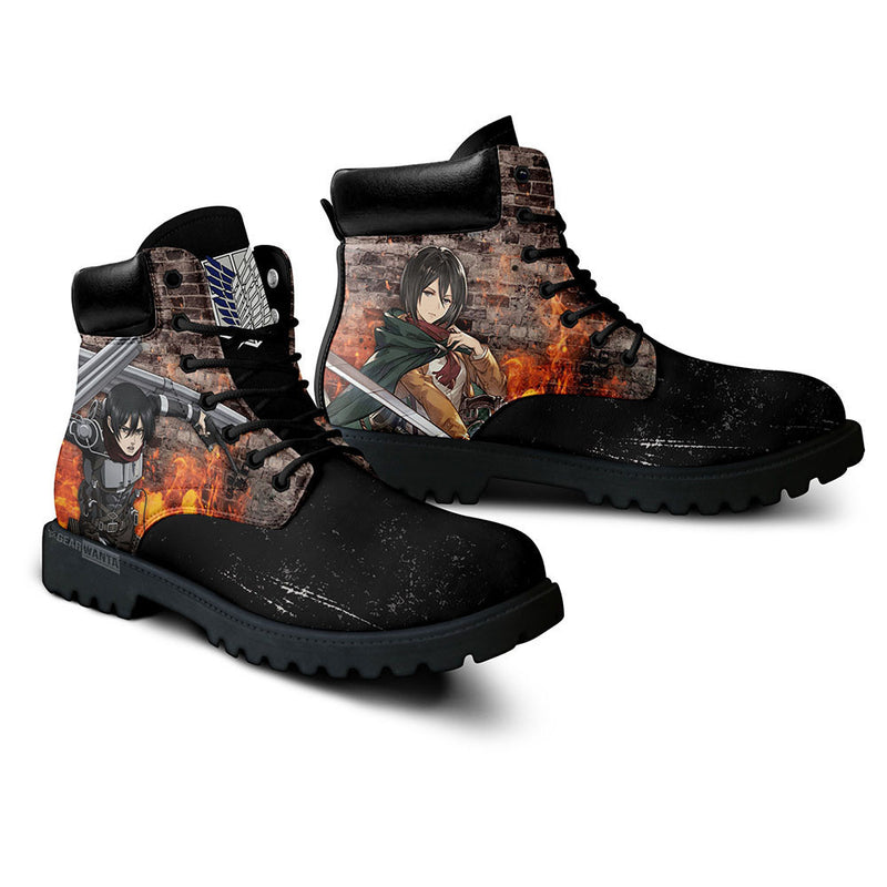 Shingeki Mikasa Ackerman Boots Shoes Anime Custom