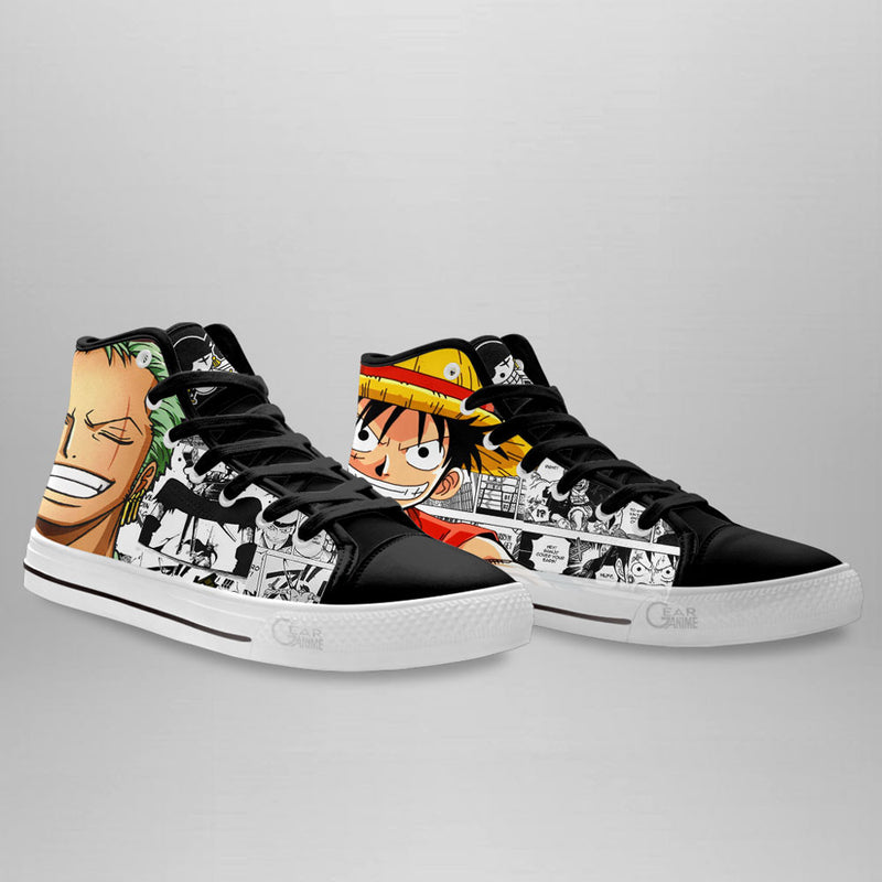 Luffy and Zoro High Top Shoes One Piece Anime