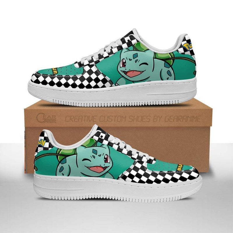 Poke Bulbasaur Air Sneakers Anime Checkerboard PT07AF