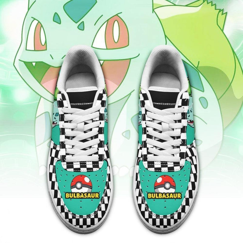 Poke Bulbasaur Air Sneakers Anime Checkerboard PT07AF