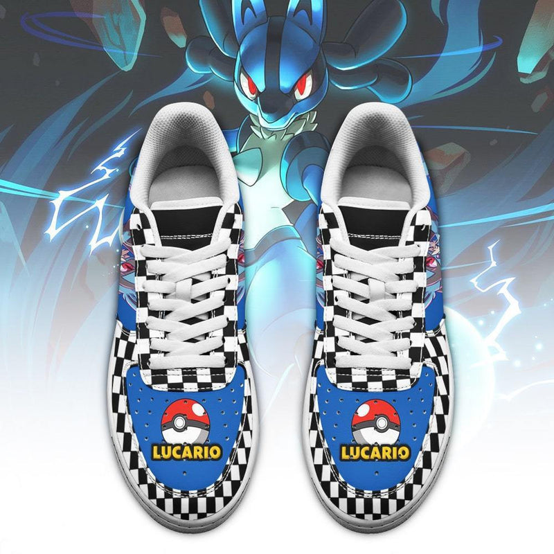 Poke Lucario Air Sneakers Anime Checkerboard PT0620