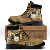 Luffy Wanted Boots Shoes Anime Custom