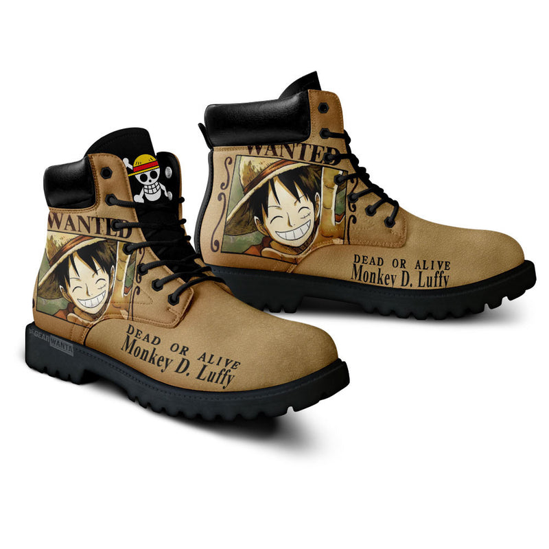 Luffy Wanted Boots Shoes Anime Custom