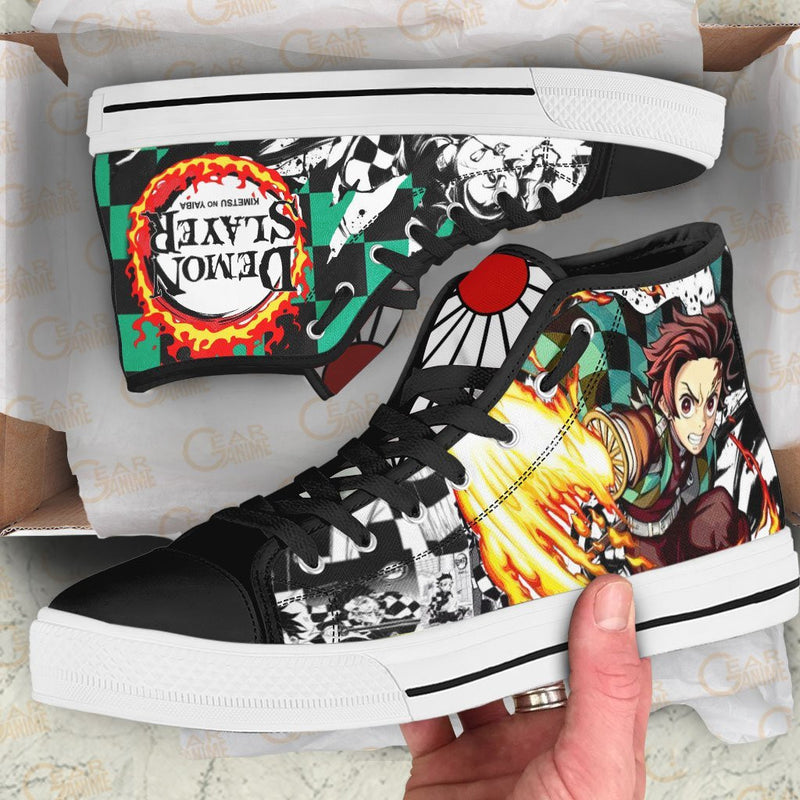 Kamado Tanjiro Sun Breathing High Top Shoes Demon Slayer Anime