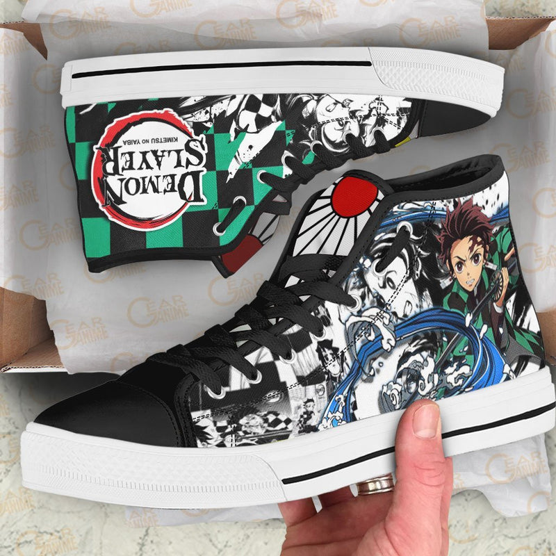 Tanjiro Water Breathing High Top Shoes Demon Slayer Anime