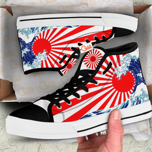 Japanese Kanagawa Wave Red Sun High Top Shoes Anime HA1406