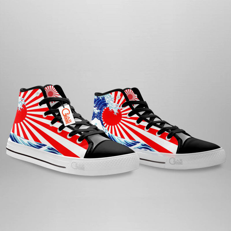 Japanese Kanagawa Wave Red Sun High Top Shoes Anime HA1406