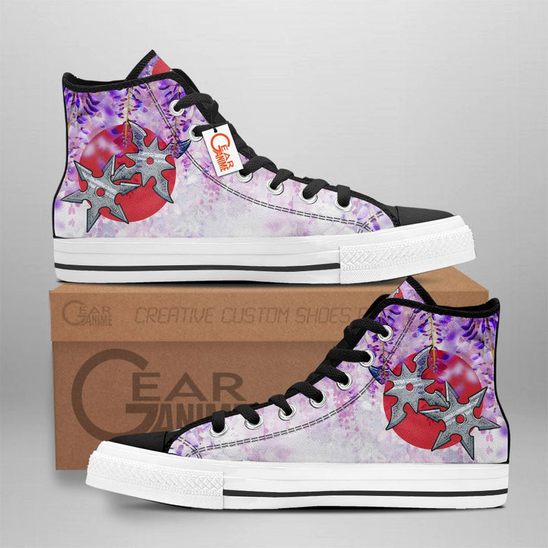 Japanese Wisteria Shuriken High Top Shoes Anime