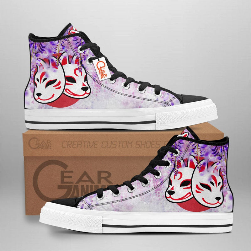 Japanese Wisteria Kitsune High Top Shoes Anime