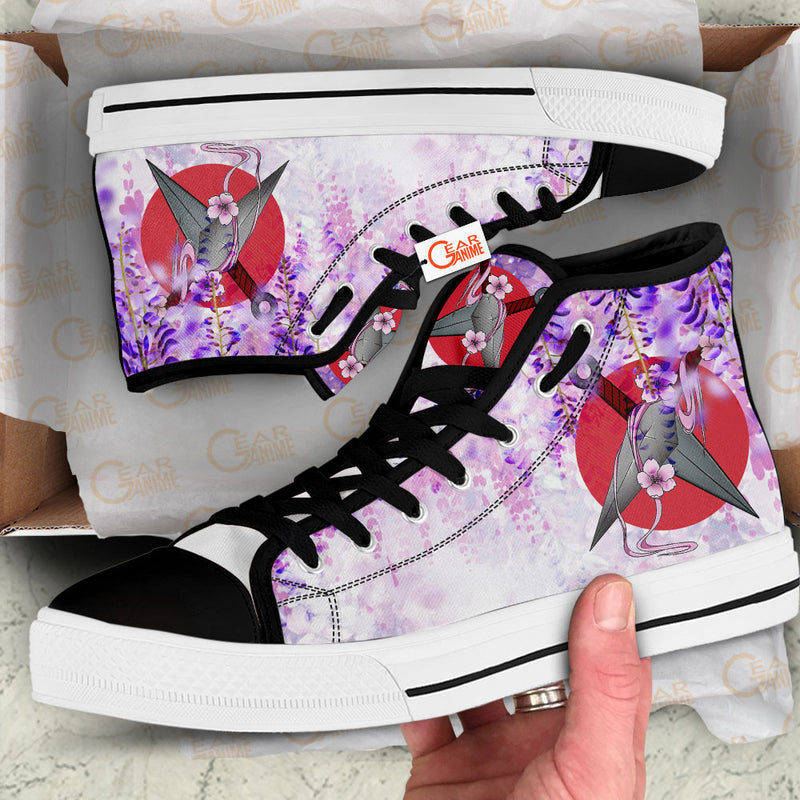 Japanese Wisteria Kunai High Top Shoes Anime