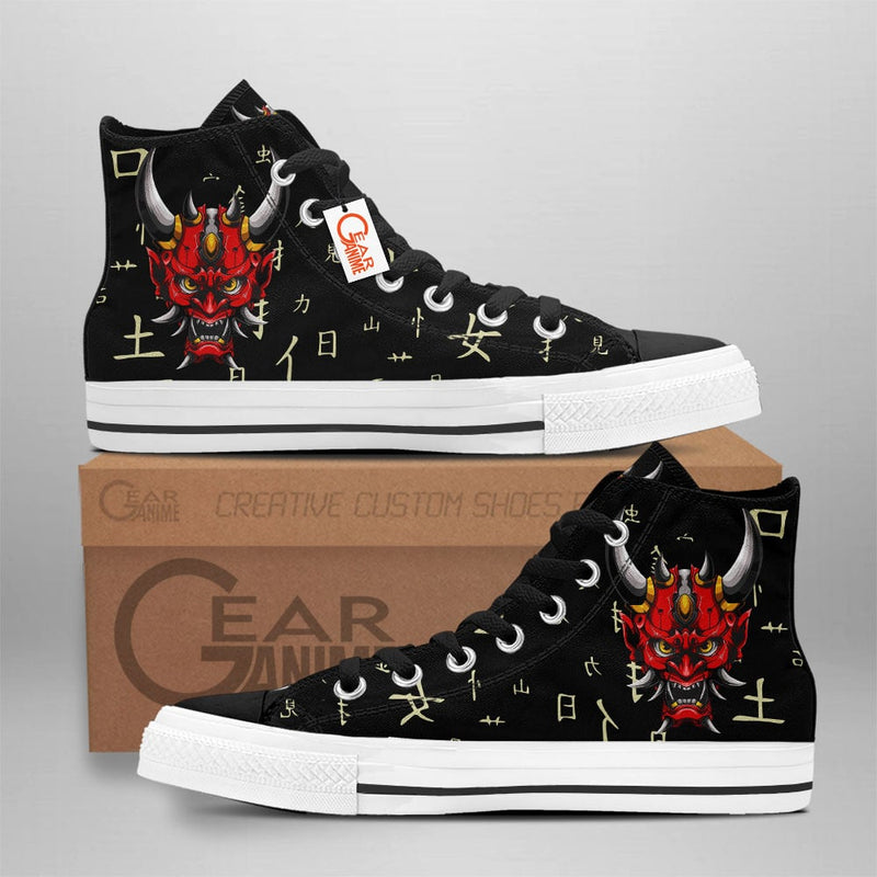 Japanese Oni Mask High Top Shoes Anime