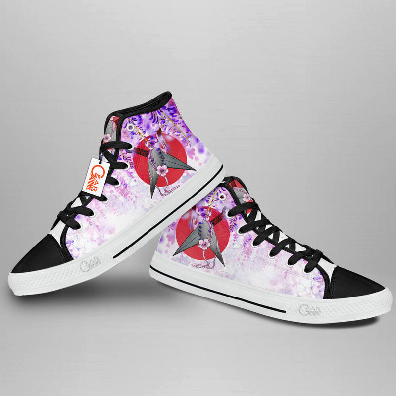 Japanese Wisteria Kunai High Top Shoes Anime