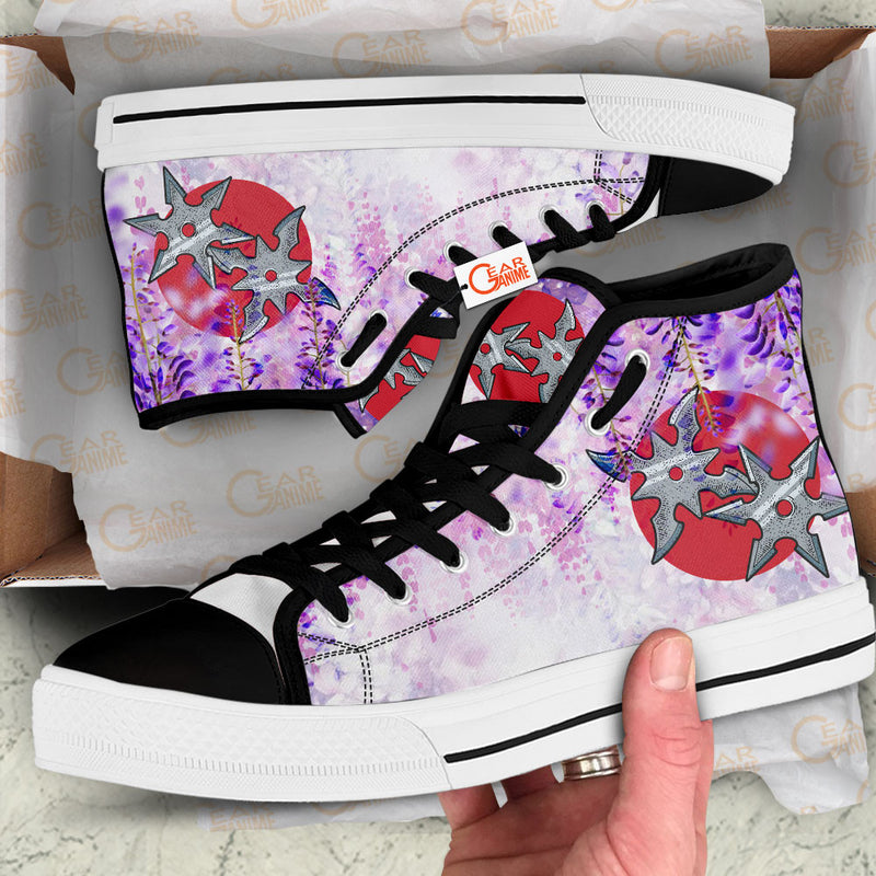 Japanese Wisteria Shuriken High Top Shoes Anime