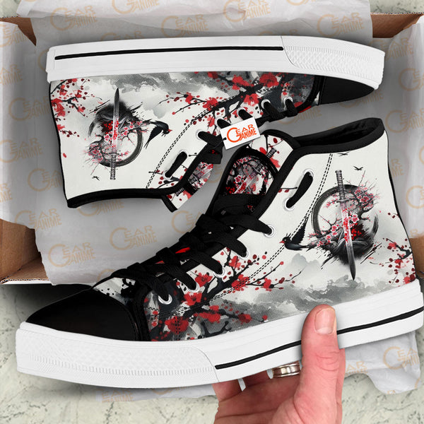 Japanese Katana Zen Circle High Top Shoes Anime HA2806