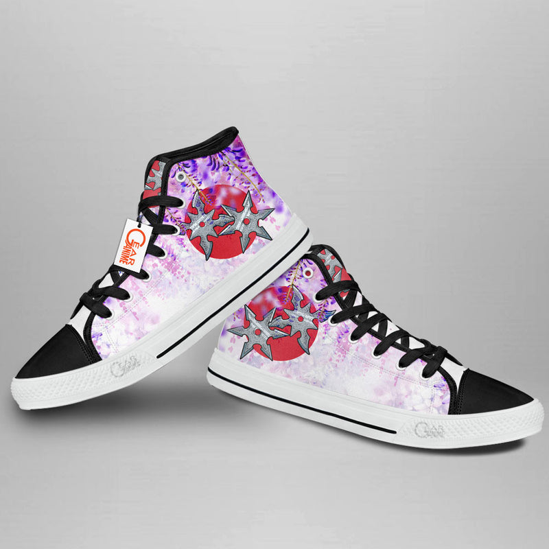 Japanese Wisteria Shuriken High Top Shoes Anime