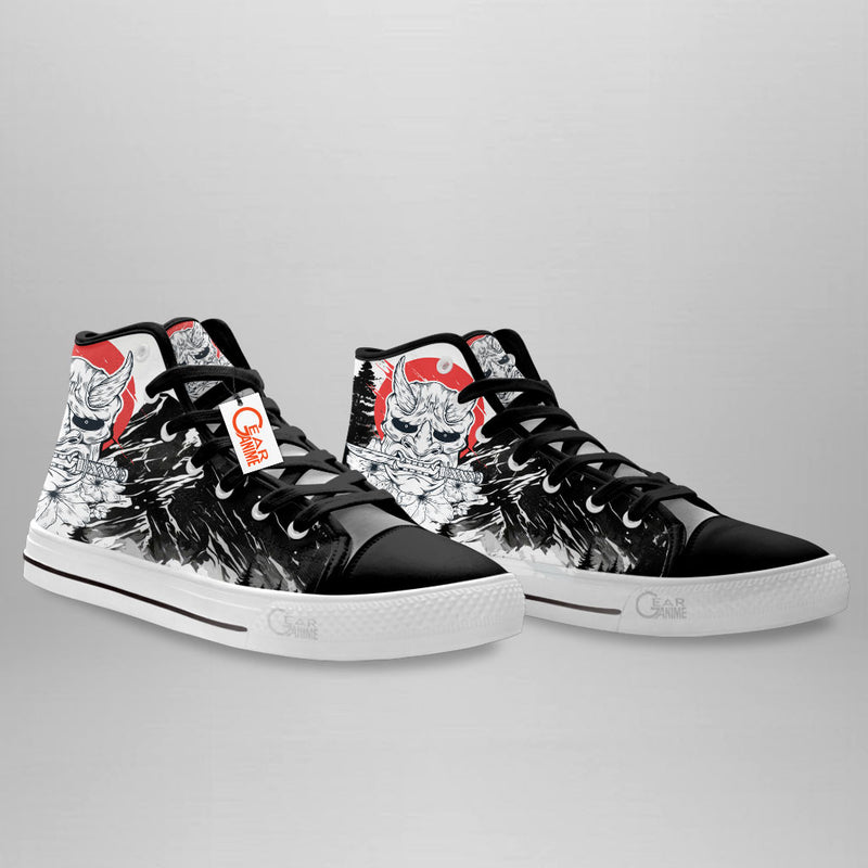 Japanese Oni Mask Katana High Top Shoes Anime