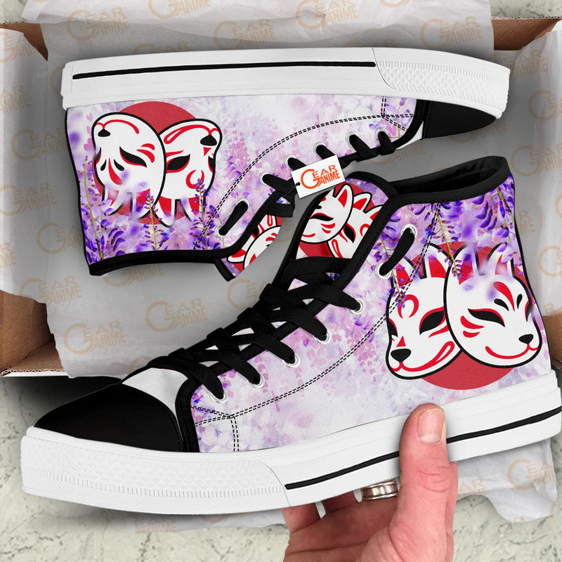 Japanese Wisteria Kitsune High Top Shoes Anime