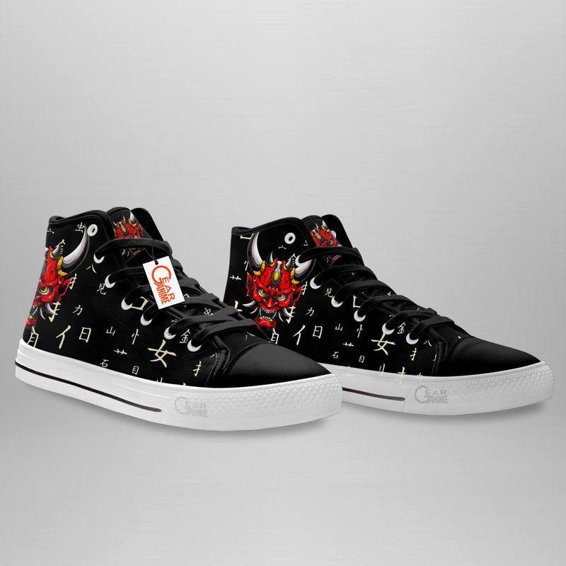 Japanese Oni Mask High Top Shoes Anime