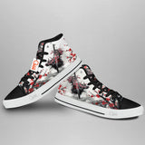 Japanese Katana Sakura Red Sun High Top Shoes Anime HA2806