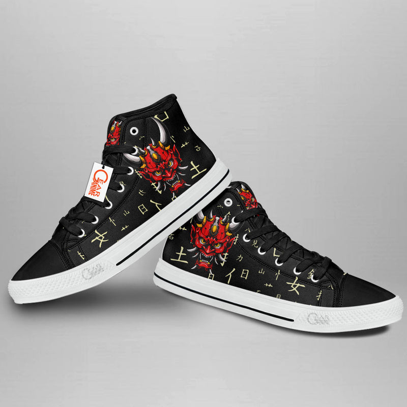 Japanese Oni Mask High Top Shoes Anime