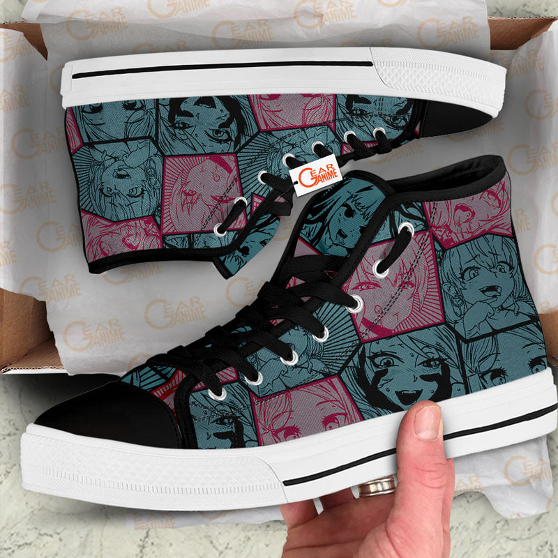 Ahegao Face Retro High Top Shoes Anime