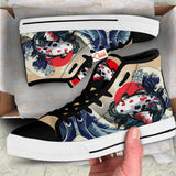 Japanese Kanagawa Great Wave Koi Fish High Top Shoes Anime HA2706