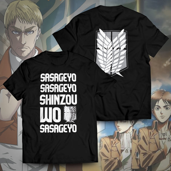 Attack On Titan T-Shirts - Shinzou Wo Sasageyo Unisex T-Shirt