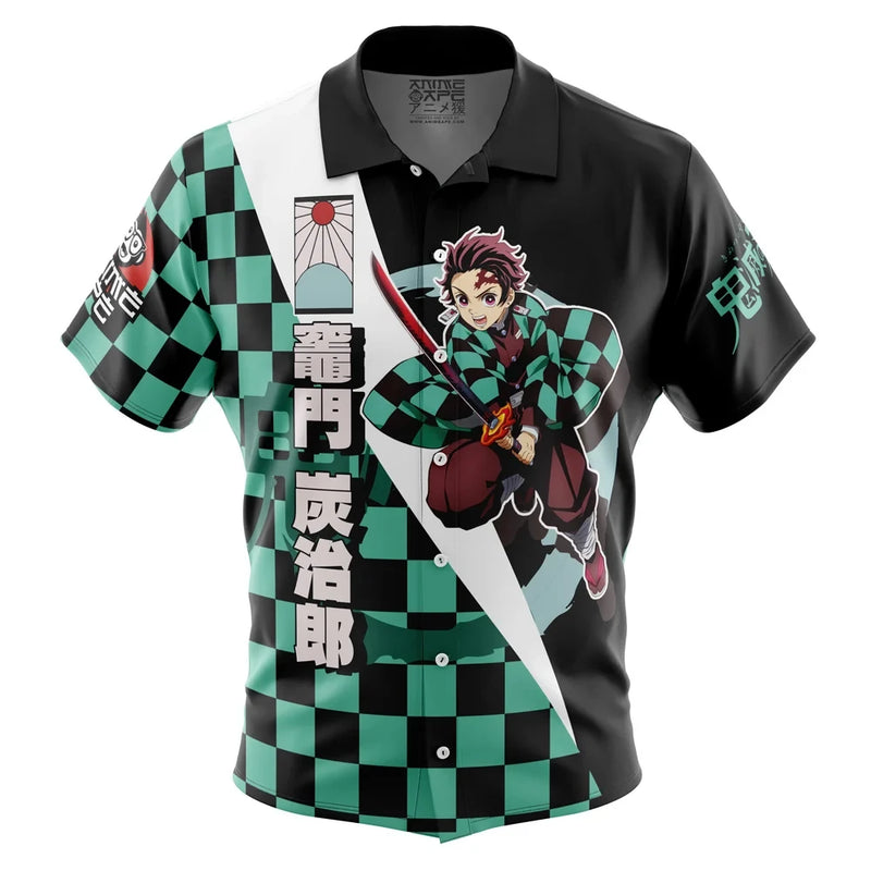 Kamado Tanjiro Haori Demon Slayer Button Up Hawaiian Shirt