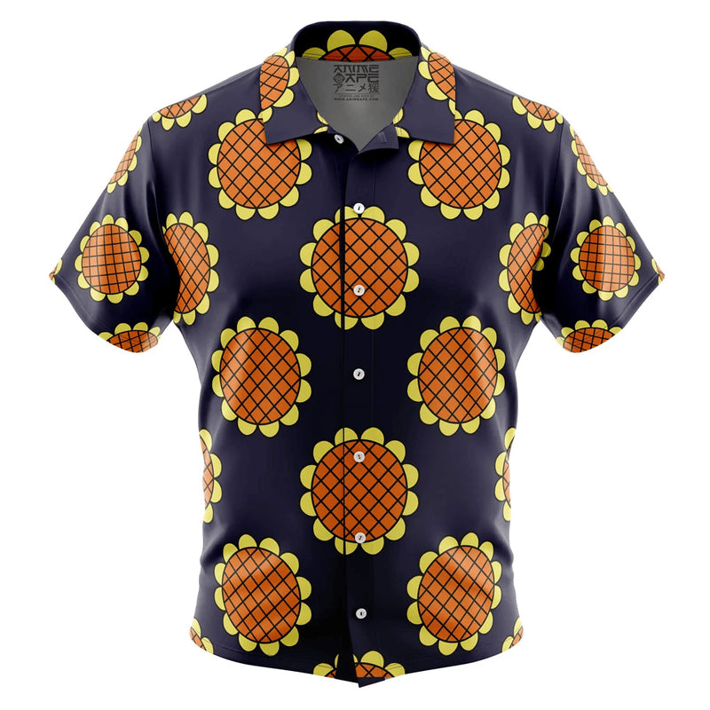 Navy Blue Monkey D. Luffy Dressrosa One Piece Button Up Hawaiian Shirt