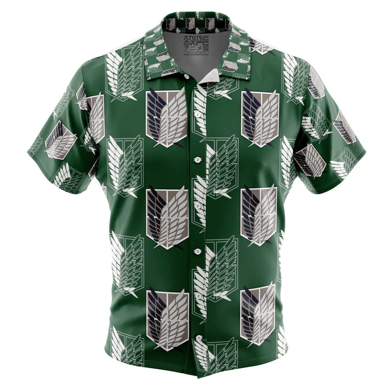 Survey Corps Attack on Titan Beach Wear Aloha Style For Men And Women Button Up Hawaiian Shirt