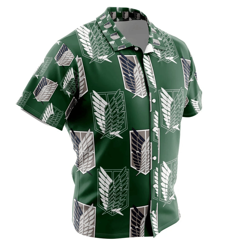 Survey Corps Attack on Titan Beach Wear Aloha Style For Men And Women Button Up Hawaiian Shirt