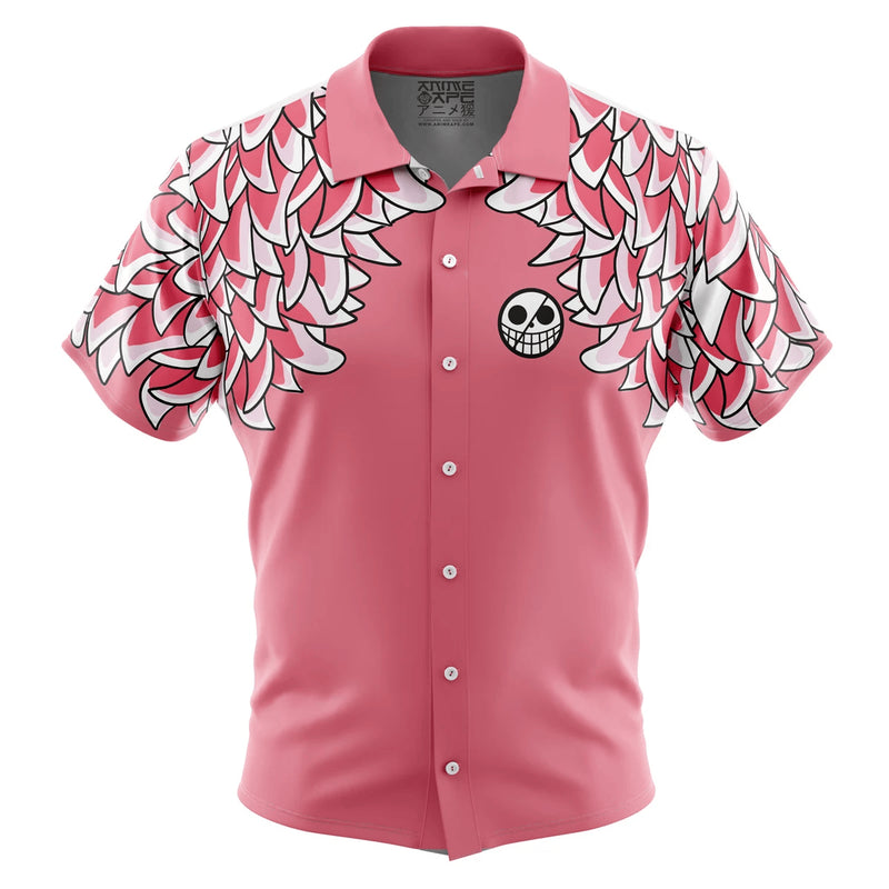 Doflamingo Pattern One Piece Button Up Hawaiian Shirt