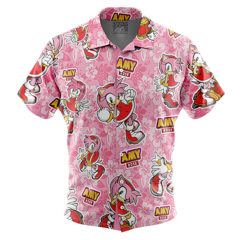 Amy Rose Sonic The Hedgehog Button Up Hawaiian Shirt