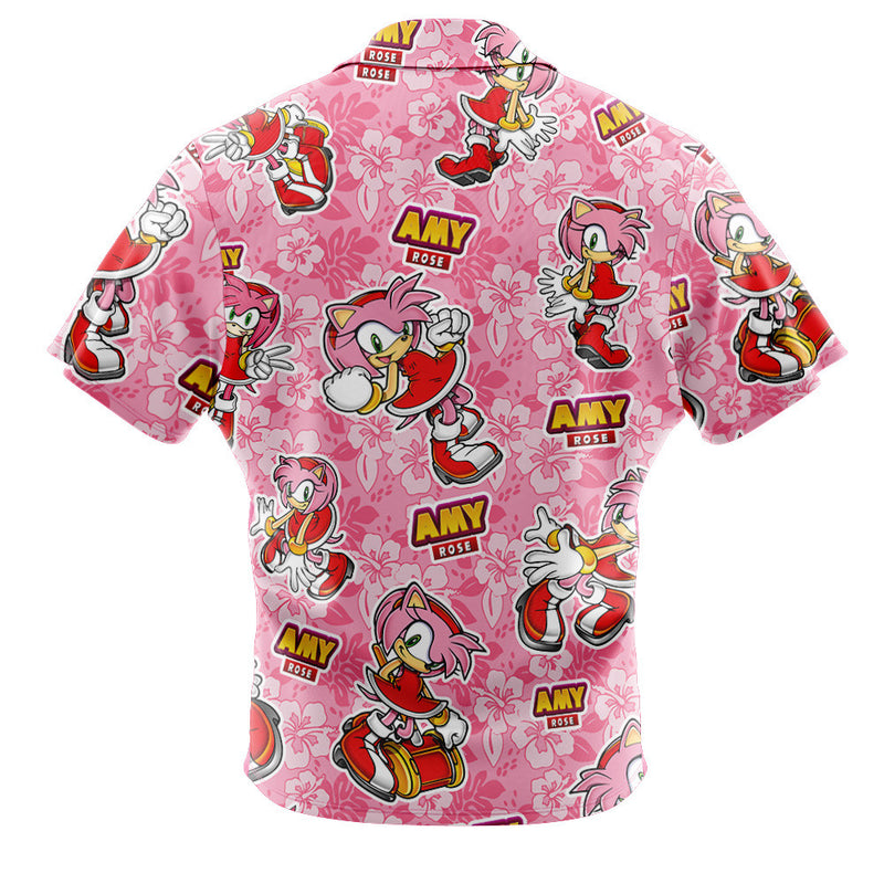 Amy Rose Sonic The Hedgehog Button Up Hawaiian Shirt