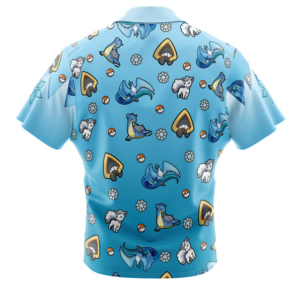 Ice Type Pokemon Pattern Button Up Hawaiian Shirt